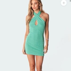 Edikted Green Halter Dress LAST CHANCE